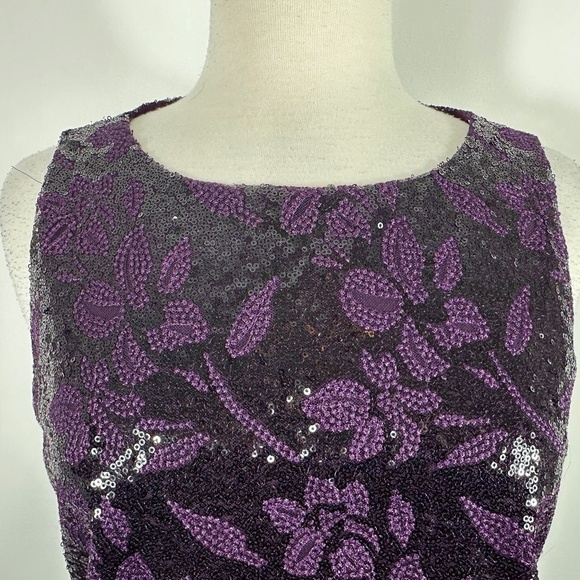 Lauren by Ralph Lauren Purple Sequin Netting Party Dress Sz 12 - Picture 4 of 9